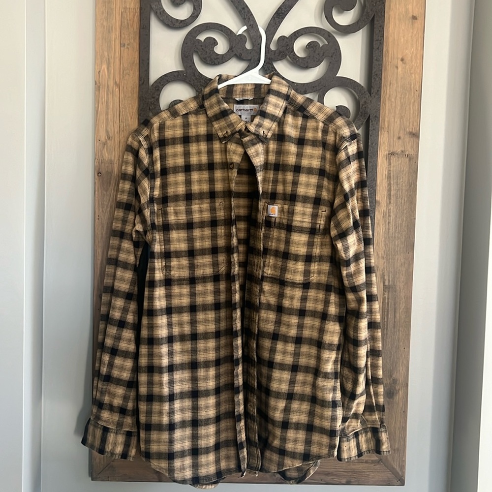 NWOT * Carhartt Tan & Black Flannel Shirt Size Medium